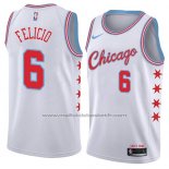 Maillot Chicago Bulls Cristiano Felicio #6 Ville 2018 Blanc