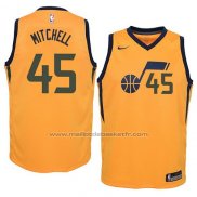 Maillot Enfant Utah Jazz Donovan Mitchell #45 Statement 2017-18 Jaune