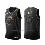 Maillot Golden Edition Miami Heat Dwyane Wade #3 Noir