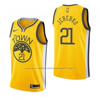 Maillot Golden State Warriors Jonas Jerebko #21 Earned 2018-19 Jaune