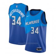 Maillot Milwaukee Bucks Giannis Antetokounmpo #34 Ville 2020-21 Bleu