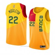 Maillot Milwaukee Bucks Khris Middleton #22 Ville 2018-19 Jaune