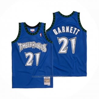 Maillot Minnesota Timberwolves Kevin Garnett #21 Hardwood Classics Throwback 2003-04 Bleu