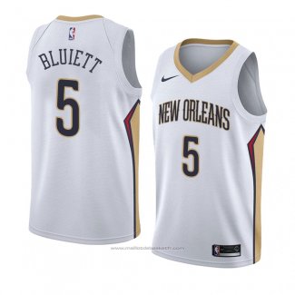 Maillot New Orleans Pelicans Trevon Bluiett #5 Association 2017-18 Blanc