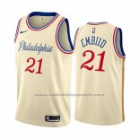 Maillot Philadelphia 76ers Joel Embiid #21 Ville 2019-20 Cream