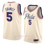 Maillot Philadelphia 76ers Landry Shamet #5 Ville 2018 Crema