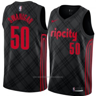 Maillot Portland Trail Blazers Caleb Swanigan #50 Ville 2018 Noir