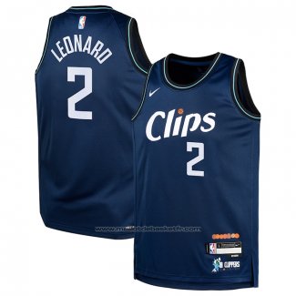 Maillot Enfant Los Angeles Clippers Kawhi Leonard #2 Ville 2023-24 Bleu