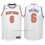 Maillot Enfant New York Knicks Kristaps Porzingis #6 2017-18 Blanc