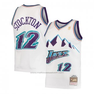 Maillot Enfant Utah Jazz John Stockton #12 Hardwood Classics Throwback 1996-97 Blanc