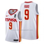 Maillot Espagne Ricky Rubio #9 2019 FIBA Baketball World Cup Blanc