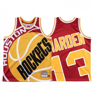 Maillot Houston Rockets James Harden #13 Mitchell & Ness Big Face Rouge