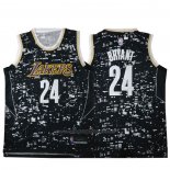 Maillot Lumieres de la ville Los Angeles Lakers Kobe Bryant #24 Noir
