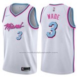 Maillot Miami Heat Dwyane Wade #3 Ville 2017-18 Blanc