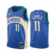 Maillot Milwaukee Bucks Brook Lopez #11 Ville 2023-24 Bleu