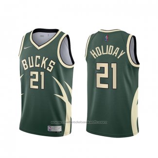 Maillot Milwaukee Bucks Jrue Holiday #21 Earned 2020-21 Vert