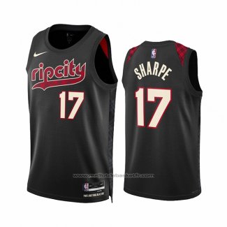 Maillot Portland Trail Blazers Shaedon Sharpe #17 Ville 2023-24 Noir