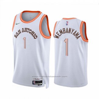 Maillot San Antonio Spurs Victor Wembanyama #1 Ville 2023-24 Blanc