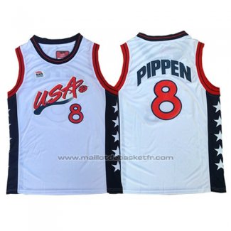 Maillot USA 1996 Scottie Pippen #8 Blanc