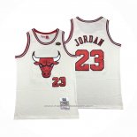 Maillot Chicago Bulls Michael Jordan #23 Mitchell & Ness Chainstitch Creme