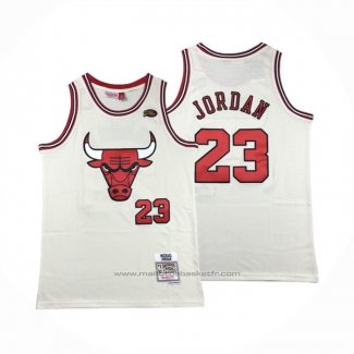 Maillot Chicago Bulls Michael Jordan #23 Mitchell & Ness Chainstitch Creme