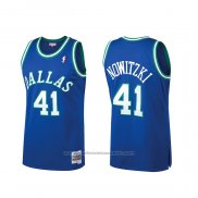 Maillot Dallas Mavericks Dirk Nowitzki #41 Mitchell & Ness Hardwood Classics Bleu