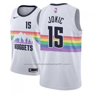 Maillot Denver Nuggets Nikola Jokic #15 Ville 2018-19 Blanc