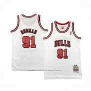 Maillot Enfant Chicago Bulls Dennis Rodman #91 Mitchell & Ness 1997-98 Blanc