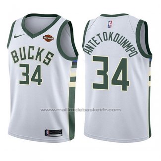 Maillot Enfant Milwaukee Bucks Giannis Antetokounmpo #34 Association 2017-18 Blanc