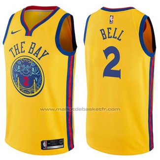 Maillot Golden State Warriors Jordan Bell #2 Ville 2017-18 Jaune