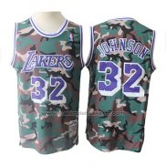 Maillot Los Angeles Lakers Magic Johnson #32 Camouflage Vert