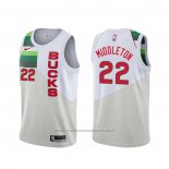 Maillot Milwaukee Bucks Khris Middleton #22 Earned Blanc