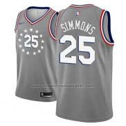 Maillot Philadelphia 76ers Ben Simmons #25 Ville 2018-19 Gris