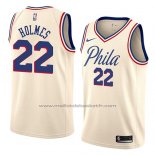 Maillot Philadelphia 76ers Richaun Holmes #22 Ville 2018 Crema