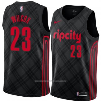 Maillot Portland Trail Blazers Cj Wilcox #23 Ville 2018 Noir