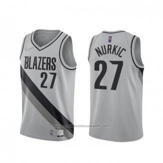 Maillot Portland Trail Blazers Jusuf Nurkic #27 Earned 2020-21 Gris