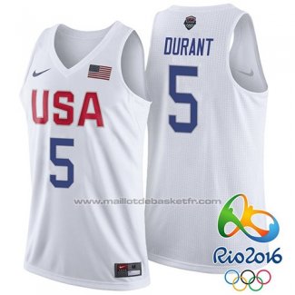 Maillot USA 2016 Kevin Durant #5 Blanc