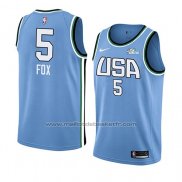 Maillot 2019 Rising Star De'aaron Fox #5 USA Bleu