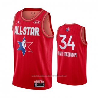 Maillot All Star 2020 Milwaukee Bucks Giannis Antetokounmpo #34 Rouge