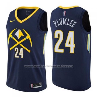 Maillot Denver Nuggets Mason Plumlee Ville #24 2017-18 Bleu