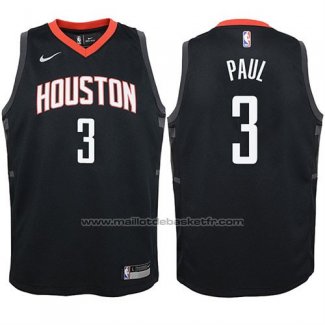 Maillot Enfant Houston Rockets Chris Paul #3 Statehombret 2017-18 Noir