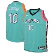 Maillot Enfant San Antonio Spurs Jeremy Sochan #10 Ville 2022-23 Vert