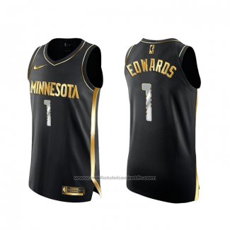 Maillot Golden Edition Minnesota Timberwolves Anthony Edwards #1 2020-21 Noir