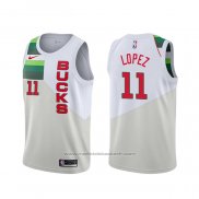 Maillot Milwaukee Bucks Brook Lopez #11 Earned Blanc