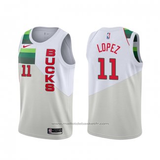 Maillot Milwaukee Bucks Brook Lopez #11 Earned Blanc