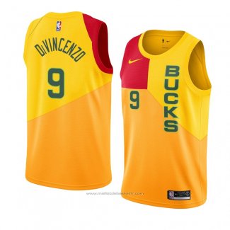 Maillot Milwaukee Bucks Donte Divincenzo #9 Ville 2018-19 Jaune