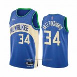 Maillot Milwaukee Bucks Giannis Antetokounmpo #34 Ville 2023-24 Bleu