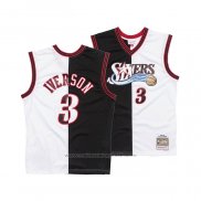 Maillot Philadelphia 76ers Allen Iverson #3 Mitchell & Ness 2000-01 Split Noir Blanc