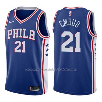 Maillot Philadelphia 76ers Joel Embiid #21 2017-18 Bleu