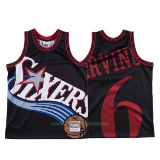 Maillot Philadelphia 76ers Julius Erving #6 Mitchell & Ness Big Face Noir